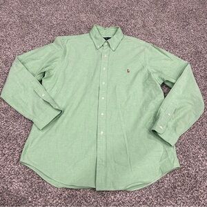 Polo Ralph Lauren Men’s Green Long Sleeve Button Down Shirt Flesh Pony XL Easter